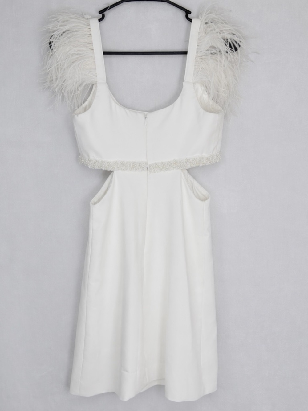 Likely Taliah Feather Pearl Beaded Cut Out Mini Dress - Picture 12 of 12